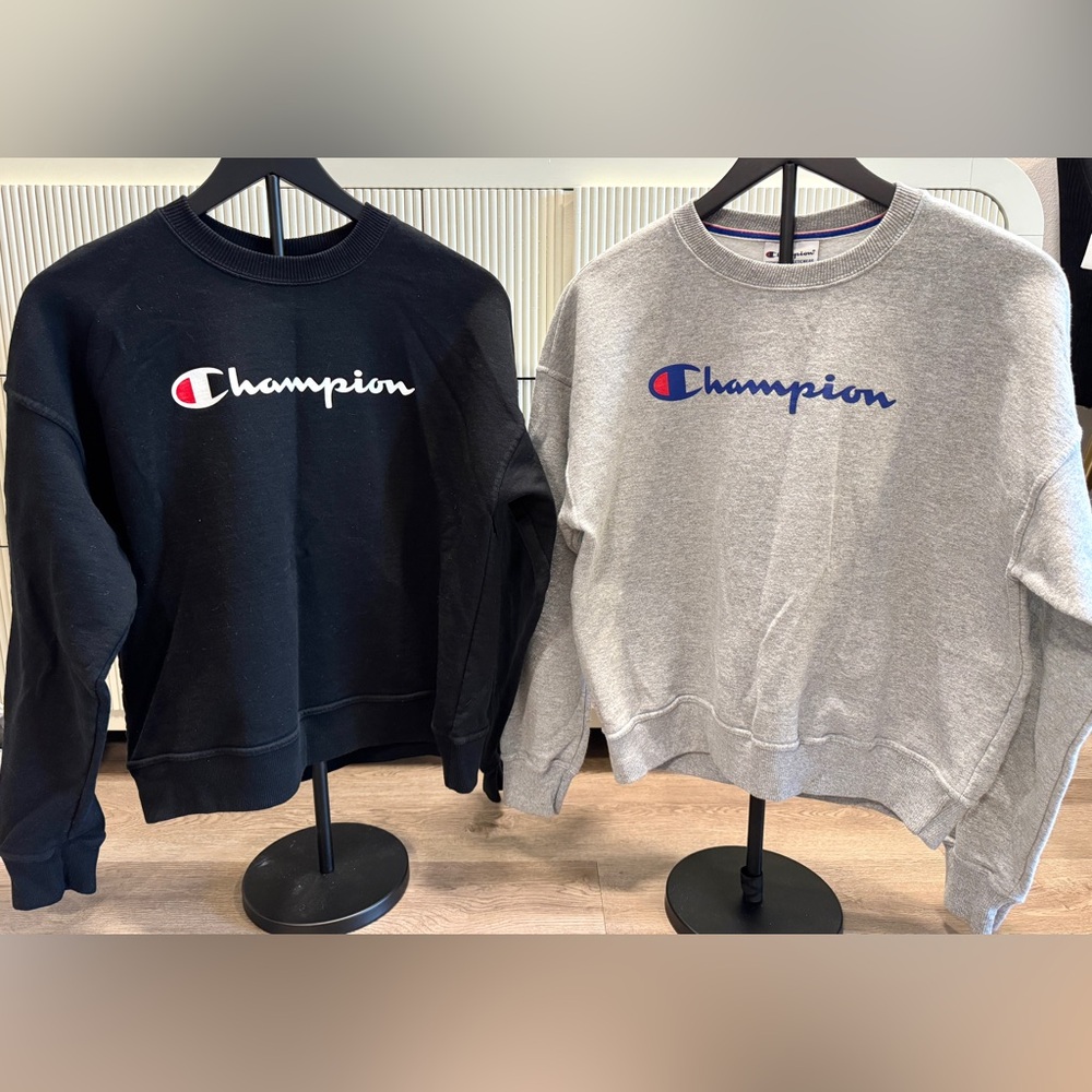 Champion Black and Gray Crewneck Sweaters